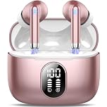 QXQ 2026 New Wireless Earbuds, Bluetooth 5.4 Headphones HiFi Stereo with 4 ENC Mic, 40H Mini Ear Buds In-Ear Noise Cancelling Earbuds with LED Screen, Light Bluetooth Earphones for Android iOS, Pink