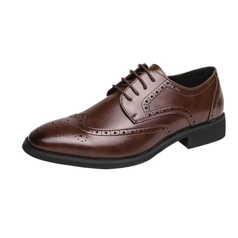 Fashion Men Carved Leather Shoes, Genuine Leather Dress Shoes, Business Lace-up Monk Shoes, Mens Waterproof Dress Shoes, Male Driving Oxford Shoes
