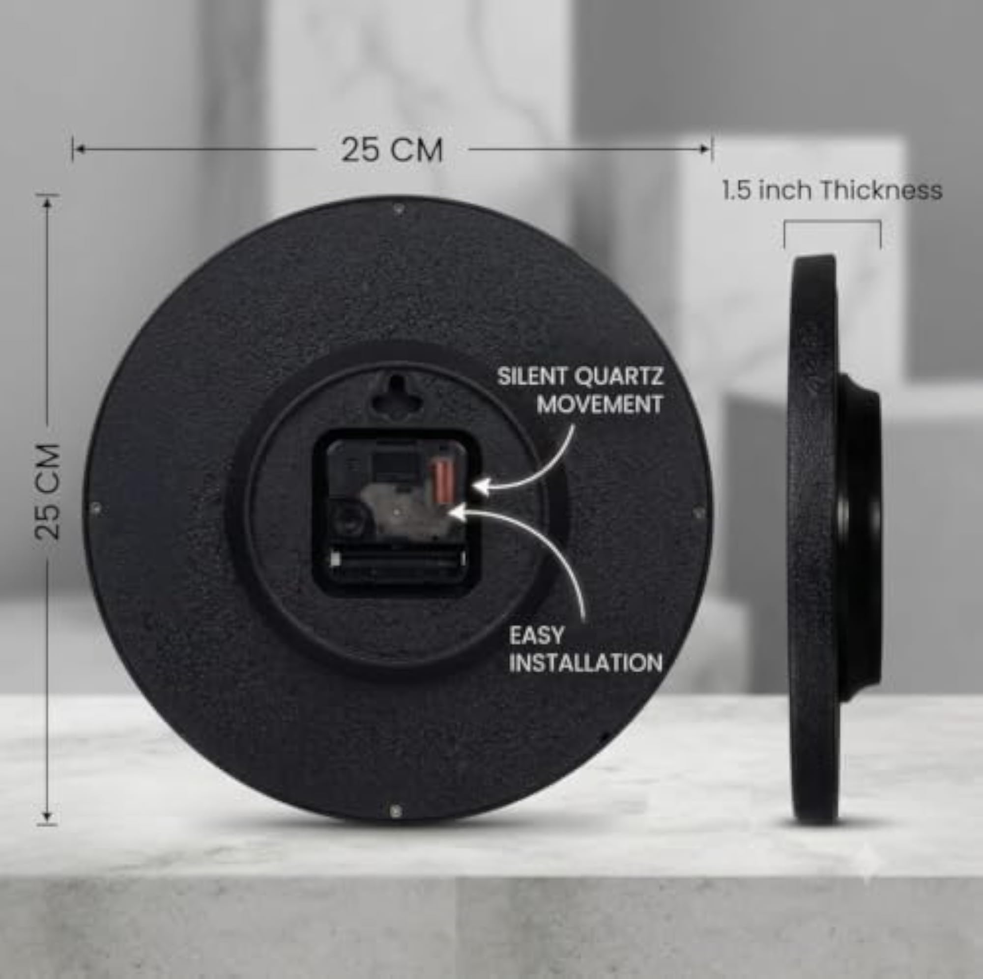 Vintage Wall Clock, 10 Inch Black Frame
