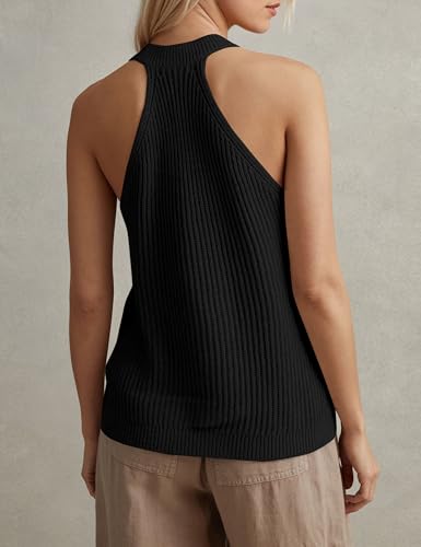 Image of Women Sweater Vest Tops Button Down V Neck Sleeveless Knit Tank Top Loose Fit Knit Cardigan Vest Solid Summer Shirts