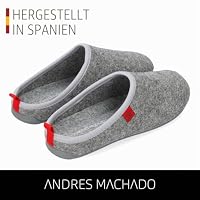 Andrés Machado - Hausschuhe für Damen - Frühling Herbst - DYNAMIC – Unisex Pantoffeln Slipper – Wolle und Filz – rutschfeste Gummisohle und herausnehmbares Fußbett - Grau EU 42 – Ansicht 3