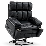 Zuacs Dual Motor Power Lift Recliner Chair with Adjustable Headrest,Infinite Position for Elderly, Oversized Lay Flat Recliner,Electric Lift Chair, Massage and Heat,USB&Type-C, Cup Holders,Black