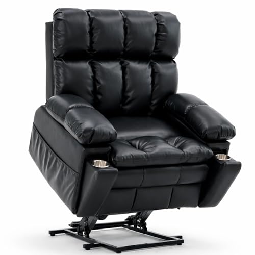 Black Oversized Lay Flat Dual Motor Lift Chair