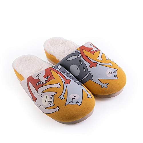 juntop Park West Invierno Casa Dibujos Animados Animal Mueca Gato Piso Antideslizante Zapatillas De Algodón Cálido Hombres Y Mujeres Pareja Trapeador De Algodón-40