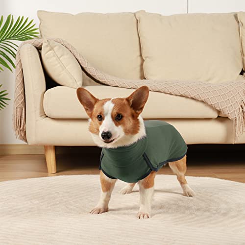 Hjyokuso Hundepullover, Fleece Hundemantel, Warmer und Leichter Pulli für Kleine Mittelgroße Große Hunde, Wintermantel, Outdoor Hundejacke - Grün