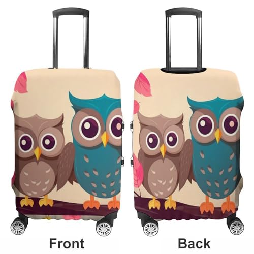 Cute Owls Luggage Cover Elastic Suitcase Protector Case Anti-Scratch Washable Baggage Covers Protector For Traveling, Aircraft Consignment S3