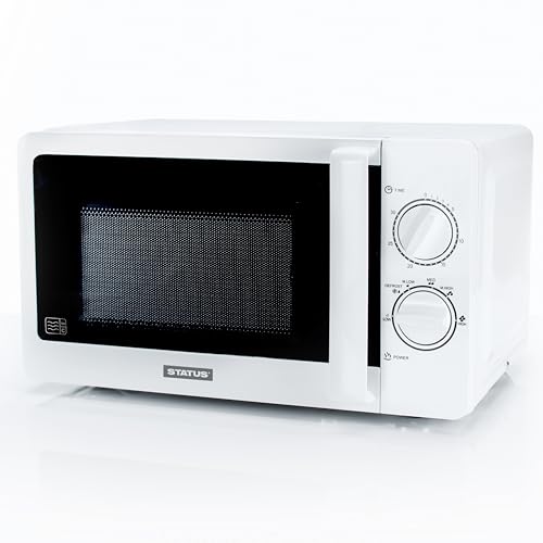 STATUS Sedona SEDONA1PKB - Horno microondas manual blanco de 700 W con capacidad de 20 L, 5 niveles de potencia, temporizador de 30 minutos, aparato compacto independiente para uso diario