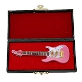 Acouto 10cm Miniature Electric Guitar Ornament in with Display Bracket for Desktop Decoration and Dollhouse Collection