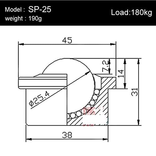 Rueda universal SP-25 de rodamiento suave para evitar atascos de carga 2