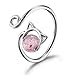 Produktbild WZYMNJZ Katze Kristall Öffnung Ring Für Frauen Schmuck Silber Justierbare Ringe Für Frauen Weibliche Geschenke Erdbeere Hochzeit Versprechen Ringe Niedlich