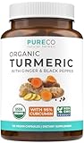 Organic Turmeric Ginger Black Pepper Supplement - High Potency Organic Turmeric Curcumin Capsules with Ginger & Black Pepper for Enhanced Benefits and Absorption - Vegan & Non-GMO (2 Month Supply)