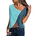 Produktbild WinCret Lässige Tshirt Damen - Atmungsaktiv Patchwork Farbblock Oberteile Kurzarm - Asymmetrische Sexy V-Ausschnitt Sommer T-shirt