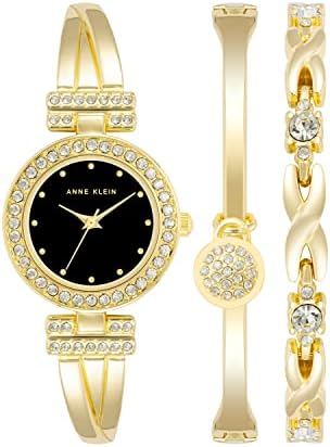 Anne Klein Women's Premium Crystal Accented Bangle Watch and Bracelet Set
