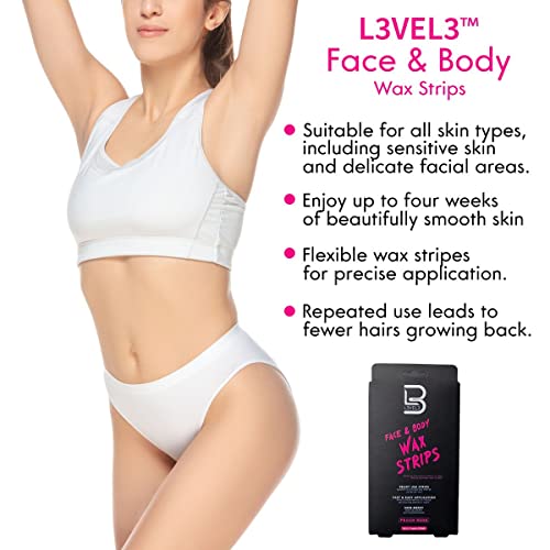 Level 3 Face & Body Wax Strips - Peach Rose - Pre-Waxed Hair Removal Strips #TOP3