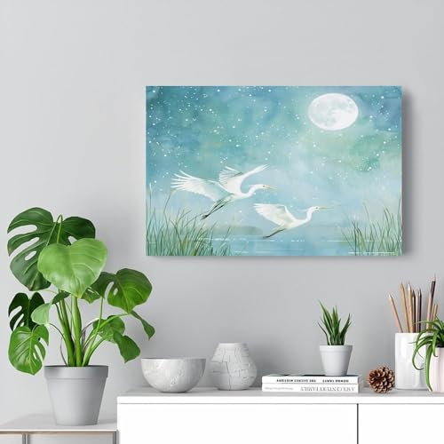 Toile murale grue et oiseaux blancs pour salon zen 60x90cm - 7