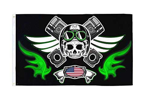 Az Flag Bandiera Stati Uniti Piston Skull Crossbones 150X90Cm - Bandiera Dei Pirati 90 X 150 Cm