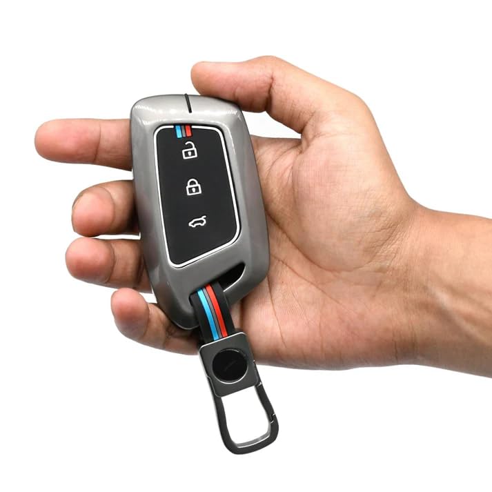 Image of BKN Premium Metal Silicon Key Cover Compatible for MG HECTOR, COMET EV, HECTOR PLUS, ASTOR, GLOSTER AND ZS EV 3 BUTTON | Full Protections Special Feature Visible in Low-Light Conditions