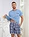 Atforna Pyjama Herren Schlafanzug Kurz Baumwolle Sommer Shorty Pyjama Set Zweiteilige Nachtwäsche Kurzarmshirt und Schlafanzughose Sleepwear Männer Hellblau L
