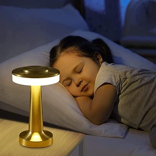 Portable LED Table Lamp, Metal Cordless with Touch Sensor Rechargeable Desk Night Light, Bar Restaurant Coffee Bedroom Bedside Light, (Silver)