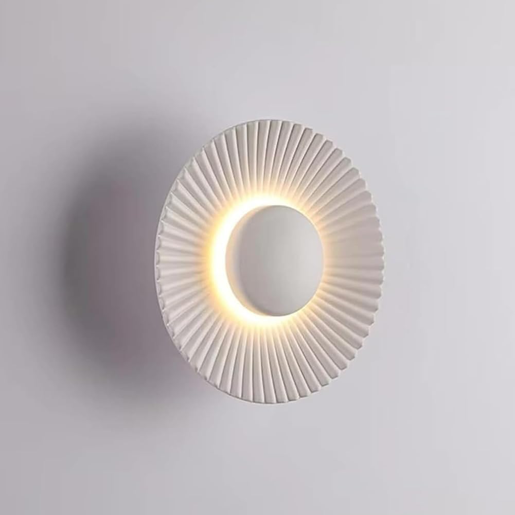 LOGT LED Wall Light, Indoor, Round Metal Wall Lamp, Warm White 3000K, Creative Design Wall Lighting 5W Modern Ring Art Deco Light Living Room, Bedroom Staircase Hallway Night Lamp,White