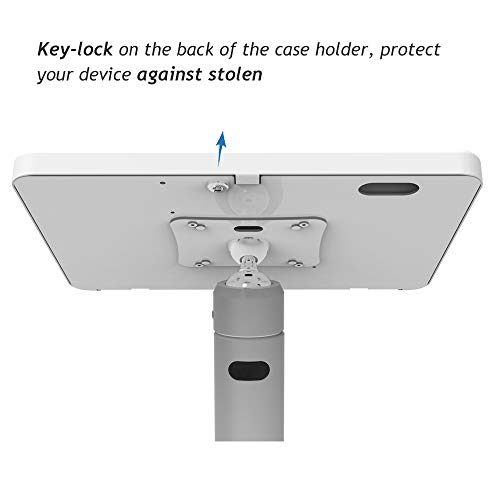 Beelta iPad Floor Stand Kiosk - 360 Swivel for iPad 5th/6th,iPad Pro 9.7,Air 1,Air 2,Anti-Theft,Key Lock,Metal,White,BSF301W - Thumbnail 2