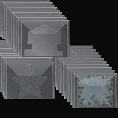 30Pcs 6.4x6.4\'\' Stamp and Die Storage Pockets Resealable Clear Plastic Seal Bags Storage Case for Cutting Dies Stencil Album Stamp Crafts DIY Scrap Booking Paper Card Craft Cutting Dies Card Making