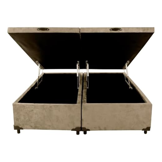 Cama Box Com Baú Bipartido Queen size Suede Bege (Blindado) Real comfort