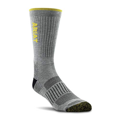 ARIAT AriatTEK High Performance Crew Socks, 2 Pairs Gray LARGE2