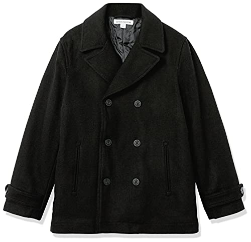 Amazon Essentials Men's Double-Breasted Heavyweight Wool Blend Peacoat, Black, Medium #TOP5