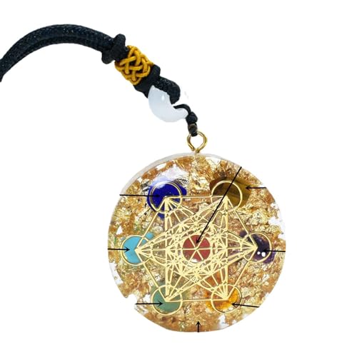 FWANGEN Colar com pingente de orquídea, 7 colares com pingente de orquídea chakra, cristal natural ágata cascalho geometria sagrada energia meditação jóias mulheres homens (corrente ajustável), M,