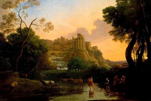 Reproducción en lienzo de Veduta ideale di Tivoli: alta calidad artística PSVDCTOO en 60x90cm