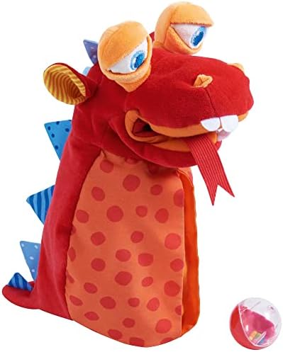 HABA Glove Puppet Eat it Up Dragon - Hand Puppet with Belly Bag to Eat Small Objects