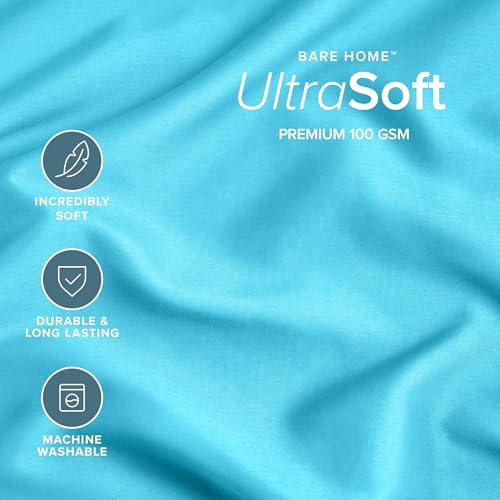 Image of Bare Home Microfiber Bulk Pillow Cases - Standard /Queen Size Set of 4 - Cooling Pillowcases - Double Brushed - Aqua Pillowcases 4 Pack - Easy Care (Standard - 4 Pack, Aqua)