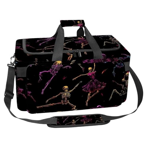 Travel Duffel Bags for Men and Women, Waterproof Weekender Overnight Gym Bags, Funny Dance Skeletons