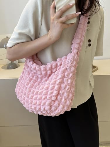 OYOANGLE Women's Puffer Tote Bag Quilted Puffy Shoulder Bag Hobo Handbags Crossbody Bag3