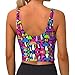 Women Girls Sports Vest U-Shaped Back Cozy Athletic Tops with Pads Elastic Fast Dry Tops Shirts for Yoga Fitness, for Rainbow Colorful Neon Mushrooms