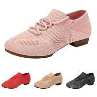 Tanzschuhe Damen Latein Bequeme Moderne Jazztanzschuhe mit Schnürung Schuhe Geschlossen Bachata Tango Trainerschuhe Atmungsaktiv Schlupfschuhe Leichtgewichts Slip On Flache Freizeitschuhe – Ansicht 4