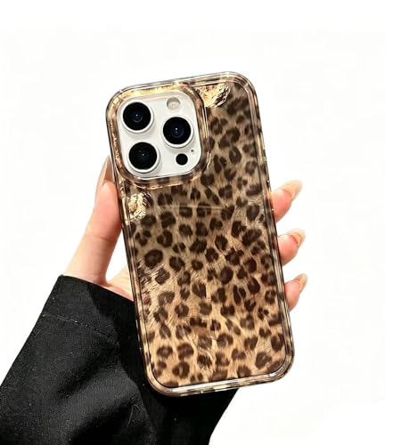 Coque iPhone 15 antichoc transparente motif léopard vintage