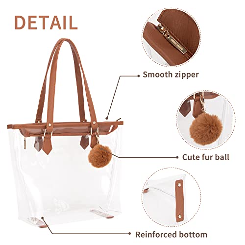 Large Clear Bag Transparent Shoulder Handbag with Plush Pendant4