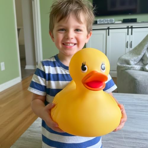ArtCreativity 10" Jumbo Rubber Duck Bath Toy - 10 Inch Big Large Rubber Duck with 2 Mini Duckies - Classic Yellow Giant Ducky - Bath and Beach Toys for Kids by ArtCreativity - Image 3