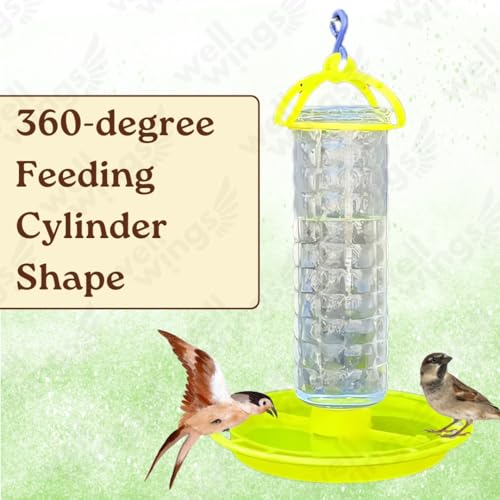 Image of Hanging Bird Feeder for Outdoor Garden - Large Plastic Wild Bird Food Feeder Station for Balcony, Yard & Patio (2 Pack of Water)