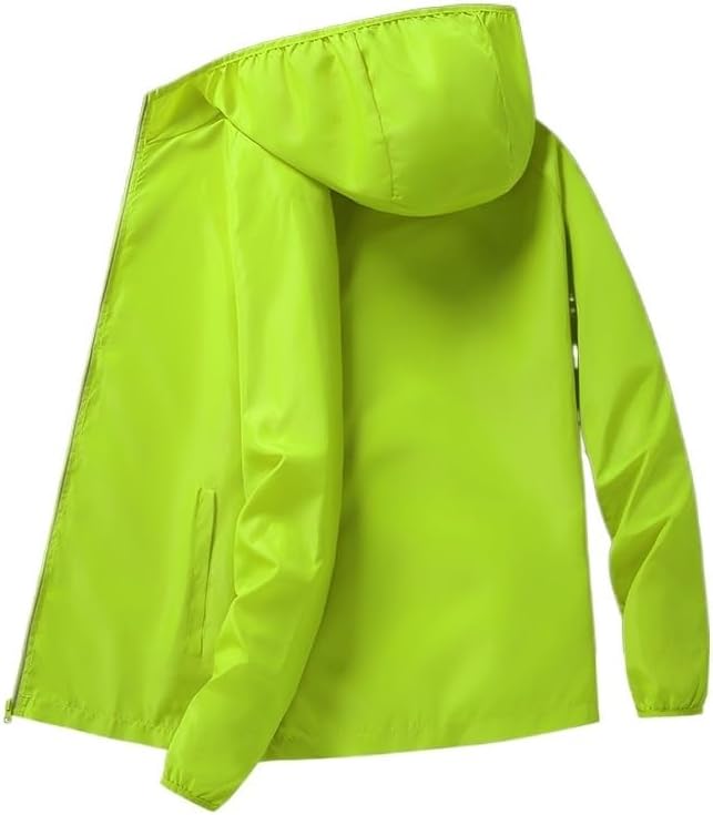 Camping Rain Jacket Waterproof Men's Women Reflective Clothing Unsiex Large Size Outdoor Skin Windbreaker Hiking Quick Dry Coats(Green,E)