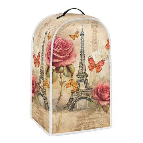 Image of Talayituse Eiffel Tower Print Blender Dust Cover with Handle, Rose Butterfly Stand Mixer or Coffee Maker Appliance Cover Anti Fingerprint Dust Proof Stain Resistant Blender Cover for Home Kitchen