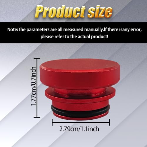 Image of Car Cigarette Lighter Plug Cover, Car Plug Cap, Aluminum Auto Cigarette Lighter Plug Part, Waterproof Dustproof Plug Auto Accessory for Vehicles with Standard 12 Volt Power Source (Red)