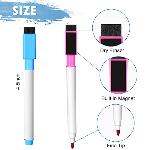 Image of Kosiz 200 Pcs Magnetic Dry Erase Markers, Colorful | Fine Point Tip Whiteboard Markers with Eraser Cap Magnetic Dry Erase Pens Erasable Pens for Whiteboard Dry Boards
