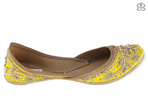 Image of Fulkari Women's Murraya Genuine Soft Leather Juttis | Bite and Pinch Free Jutis | Punjabi Jutti For Ladies | Bridal Ethnic Stylish Mojari Flats For Girls |