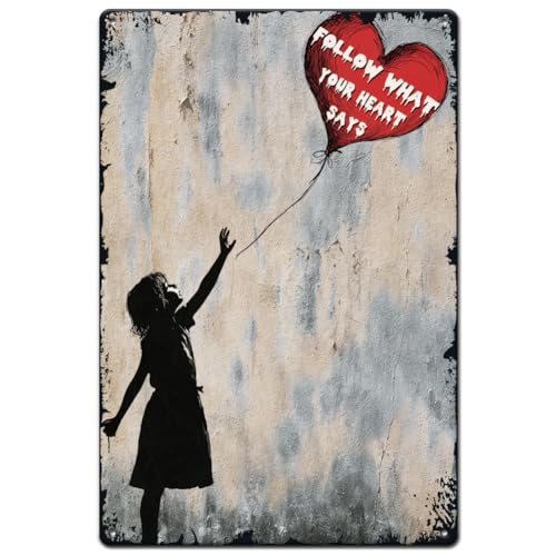 SUPERDANT Letrero de metal para decoración de pared retro con diseño de globo para decoración de pared, hierro para interior exterior, porche, jardín, garaje, oficina, hombre, cueva, sala de estar