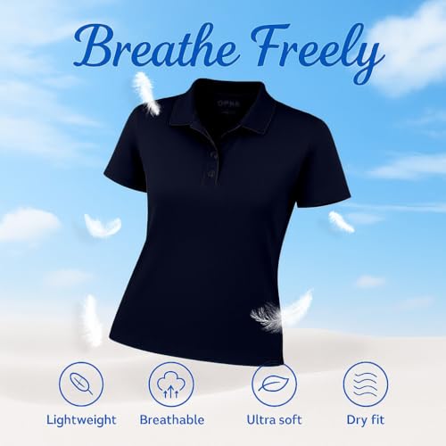 Image of Opna Women's Dry-Fit Golf Polo Shirts 3-Button Golf Polo's in 20 Colors XS-3XL Shirt