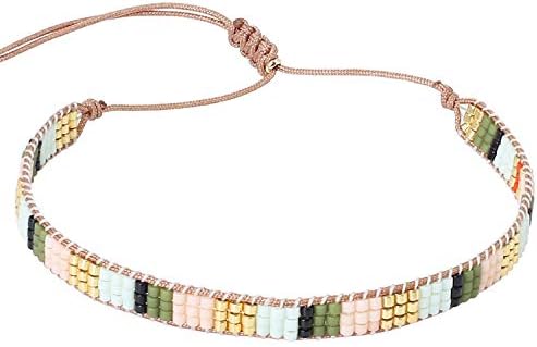 KANYEE Miyuki Natural Gemstone Bracelet Handmade Leather Beaded Handwoven Wrap Cuff Charm Bracelet for Women