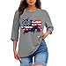 Women's 3/4 Sleeve Patriotic Flag Printed Tops America 250 250th Anniversary USA Shirts Round Neck Casual Blouse